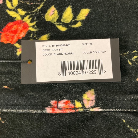 R13 BLACK FLORAL KICK FIT JEANS - Picture 7 of 7